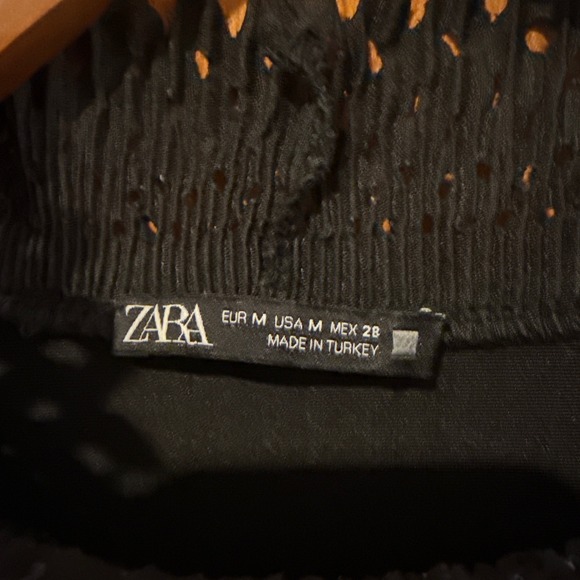 Zara shirt Medium black puff sleeve lace high mock neck whimsigoth Victorian - Picture 3 of 10